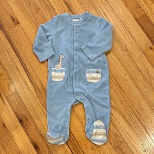 Mayoral Blue Baby One-Piece Sleeper with Giraffe Pocket 6-9
